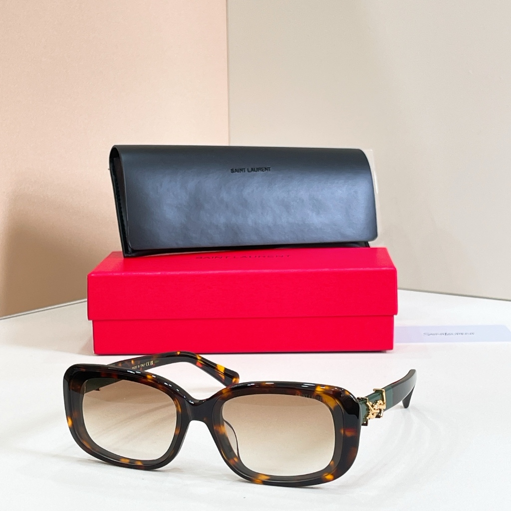 Saint Laurent Retro Square Light Luxury Texture แว่นตากันแดดแฟชั่น High-End แว่นตากันแดดขนาด: 62 ปาก