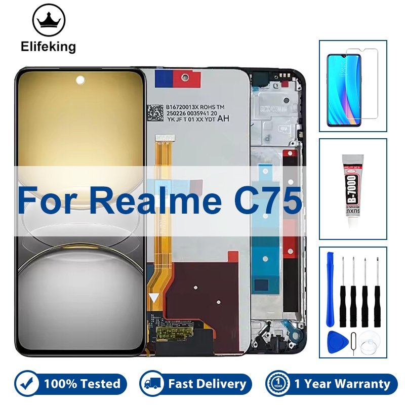 หน้าจอสัมผัสสําหรับ OPPO Realme C75 4G 5G RMX3941 RMX3943 จอแสดงผล LCD Digitizer Assembly กรอบเปลี่ยน