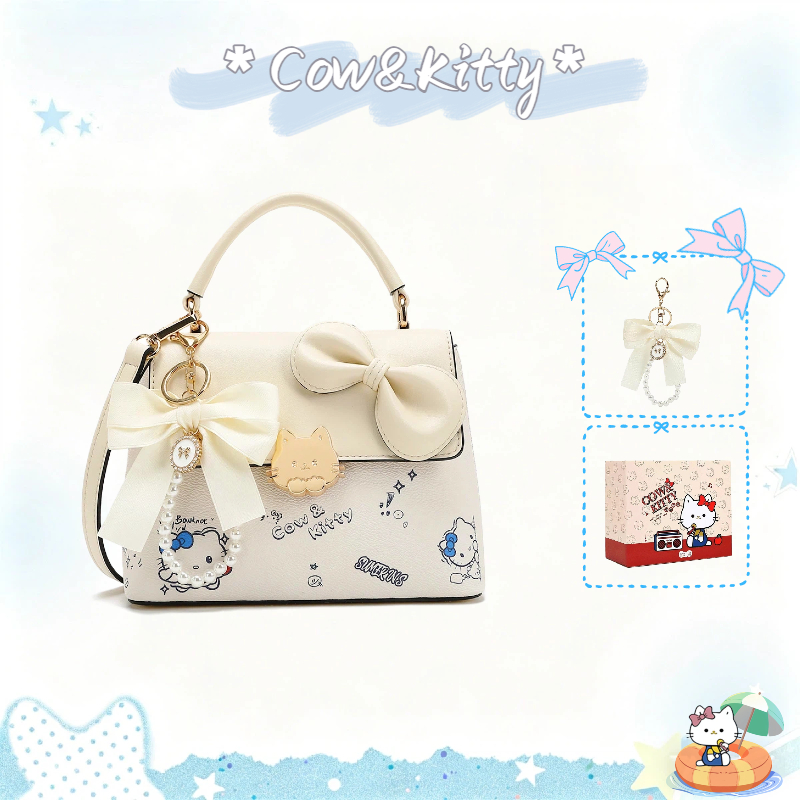 กระเป๋าถือแบบโบว์ Cow&Kitty ขนาดใหญ่พอเหมาะ ออกแบบเหมือนแมวน่ารักคิตตี้ สามารถถือและสะพายข้างได้