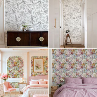 80 ออกแบบ new PVC วอลล์เปเปอร์กันน้ํา wallpaper ติดผนัง Self-กาวดอกไม้วอลล์เปเปอร์สติกเกอร์สําหรับห้องนอน