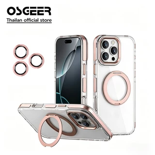OSGEER สําหรับ iPhone 17 16 15 14 13 12 11 Pro Max กรณี 360 แหวนและตัวป้องกันเลนส์กล้อง, แม่เหล็ก iPhone 17Pro Max กรณี, โปร่งใสขัดเคสโทรศัพท์