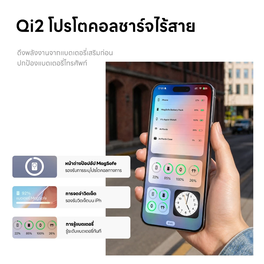 UNEED Mini Powerbank Qi2 Magnetic PD 22.5W 6000/12000mAh for IP17/16/15/14/13/12/11/X thumbnail 4