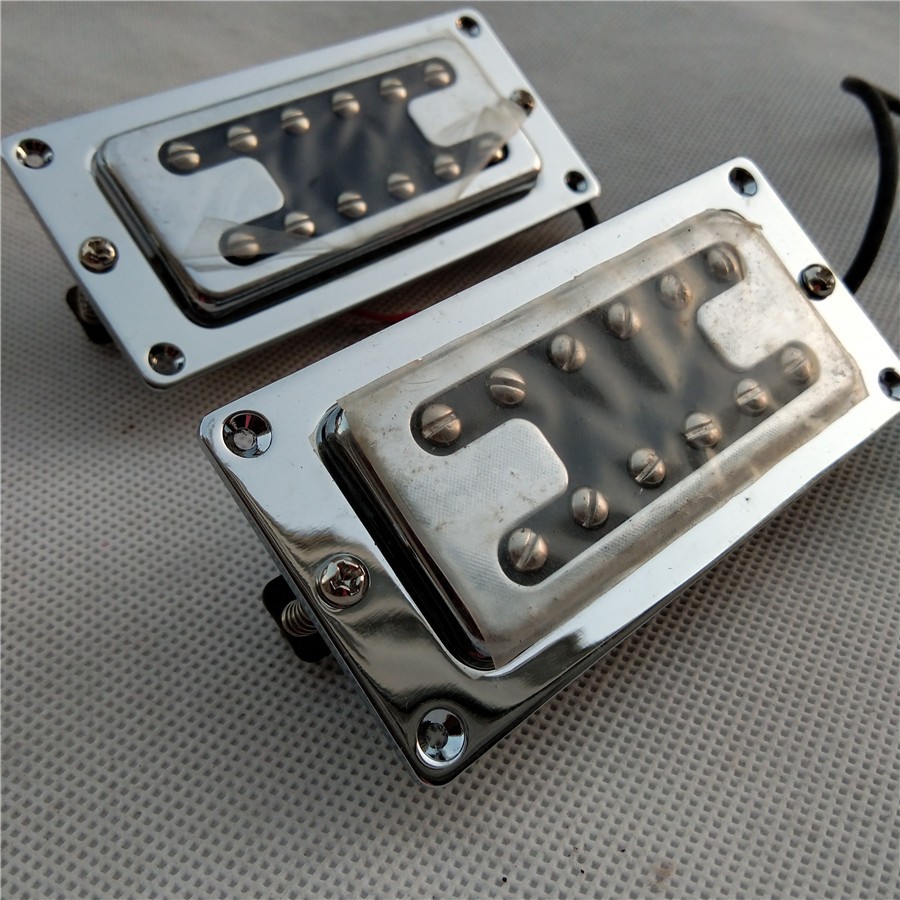 2PCS Chrome กรอบโลหะแบนกีตาร์ไฟฟ้ารถกระบะ,คอ Pickup และสะพาน Pickup Made IN Korea LP/ST กีตาร์ไฟฟ้าร
