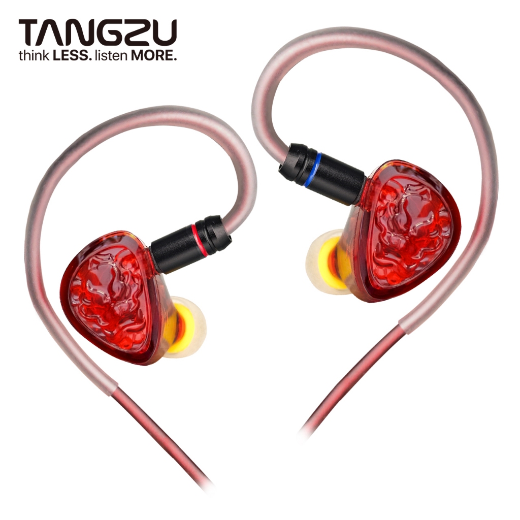 TANGZU WENER SG 2 Red Lion Version 10mm PET Single Dynamic In-Ear Headphones พร้อมกระเป๋าเก็บซิลิโคนและหูฟังปากกว้าง Sancai