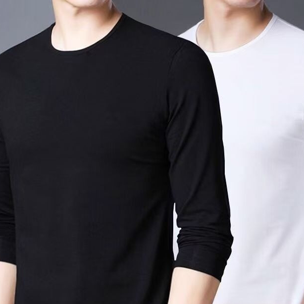 เสื้อยืดคอกลมแขนยาวคลาสสิก-พอดีกับมาตรฐานสวมใส่ในชีวิตประจำวัน