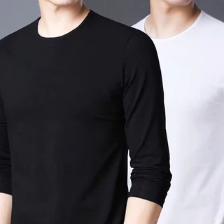 เสื้อยืดคอกลมแขนยาวคลาสสิก-พอดีกับมาตรฐานสวมใส่ในชีวิตประจำวัน