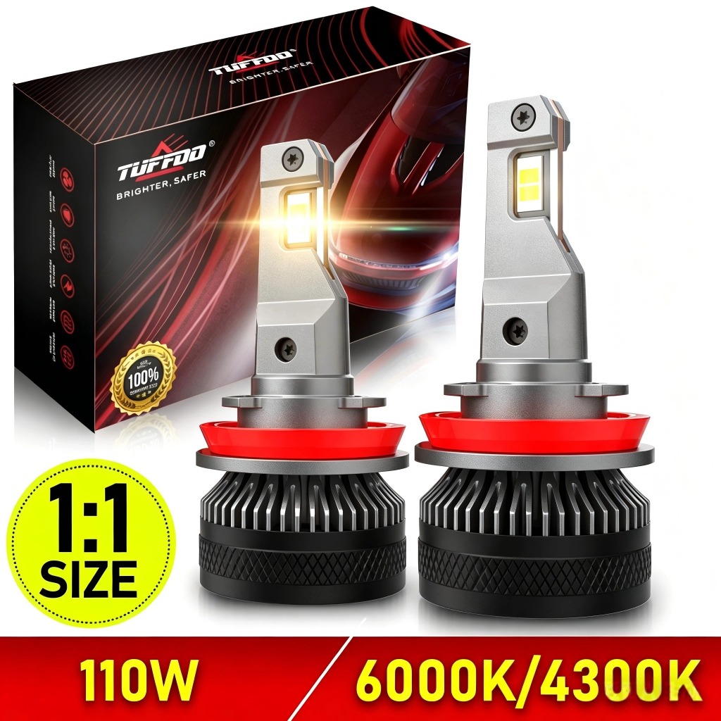 Tuffoo 【M5】1:1 ขนาด2PCS H8/H9/H11/H16 (JP) LED ไฟหน้าหลอดไฟสําหรับรถยนต์ LED หมอก Canbus Plug And Pl
