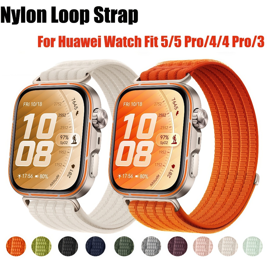 ไนลอนสายรัดสําหรับ Huawei Watch Fit 5 5 Pro กีฬา Smartwatch เปลี่ยนสายรัดข้อมือสร้อยข้อมือสําหรับ Huawei Watch Fit 5 Pro Fit5 4 3 สาย
