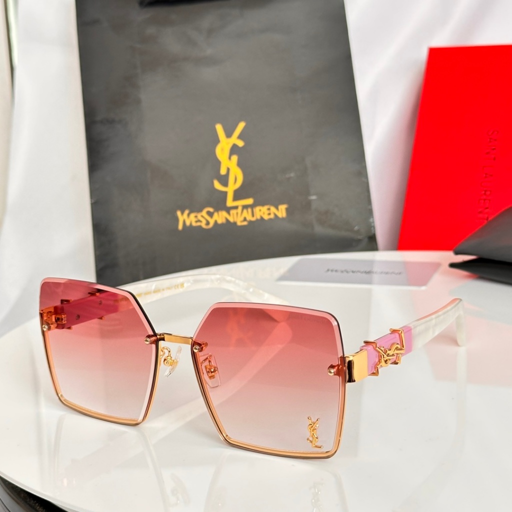 สไตล์ใหม่ Saint Laurent กรอบโลหะหกเหลี่ยม High-End แว่นตากันแดดแฟชั่นประณีต Face-Revealing แว่นตากัน