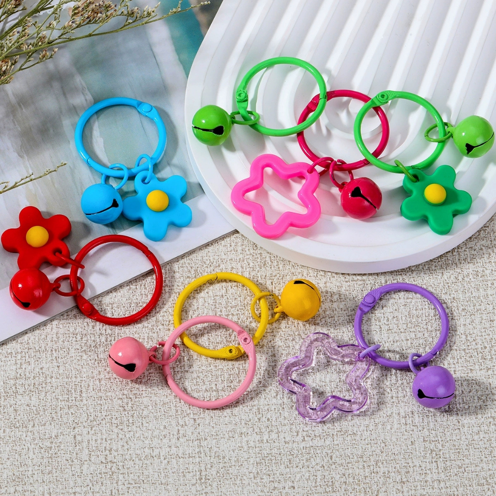 สีโลหะสี 10 ชิ้น, พวงกุญแจกระดิ่งดอกไม้, อุปกรณ์เครื่องประดับ ทําเอง, พวงกุญแจ, เครื่องประดับแขวน