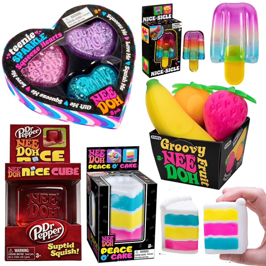 Schylling NeeDoh Teenie Sparkle Hearts Squeeze Sensory ของเล่นช้า Rising Pinch ตลกความเครียด Reliever ของขวัญ