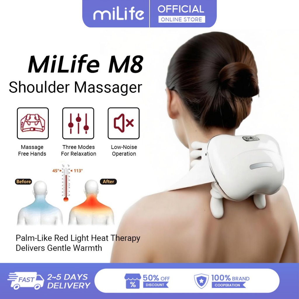 MiLife M8 เครื่องนวดไหล่และคอ 4D Hand-Like Massage Care ความร้อน + นวด Combo การออกแบบตามหลักสรีรศาส