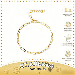 St.kunkka 18K 1pcs/pack Personality Simple fashion stainless steel bracelet For Women Men Gift