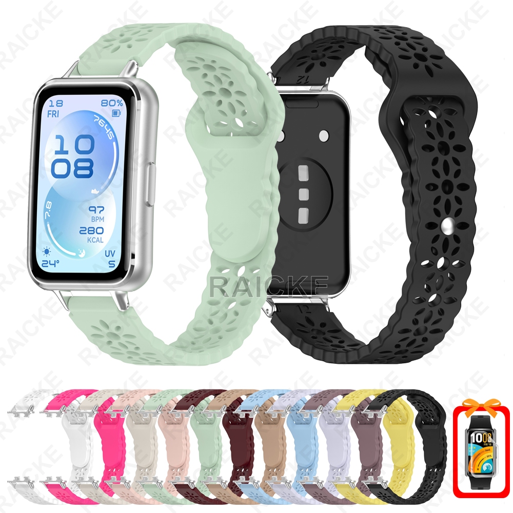 สายรัดซิลิโคนระบายอากาศยางนาฬิกาสปอร์ตสําหรับ Huawei Band 11 pro / Huawei Band 11