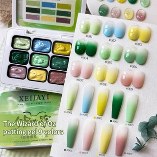 XEIJAYI-ชุดยาทาเล็บเจลไล่ระดับสีเขียวภาคสนามสไตล์ใหม่ซีรีย์สีเขียวสดเหมาะสําหรับทุกฤดูกาล