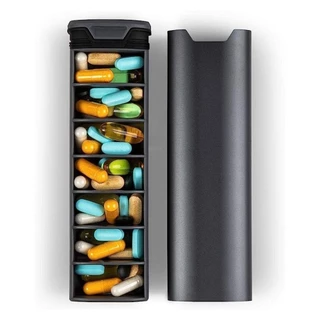 【จัดส่งจากกรุงเทพฯ】กล่องยาสําหรับเดินทาง, อลูมิเนียมกันน้ํา 7 วันรายสัปดาห์ยา, ที่วางแท็บเล็ตความชื้นช่องความจุขนาดใหญ่（กล่องยาหนึ่งสัปดาห์อลูมิเนียมอัลลอยด์แบบพกพาปิดประเภทกล่องยาช่องแบบพกพาปิดผนึกป้องกันความชื้น）