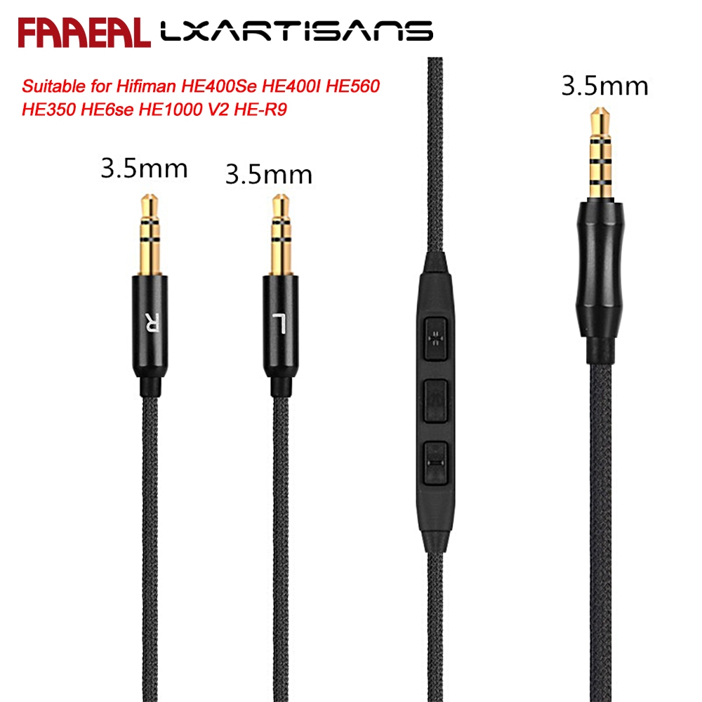Uareliffe LXARTISANS HiFi OFC หูฟังอัพเกรดสาย Dual 3.5 มม.Aux ถักเสียงเปลี่ยนได้สําหรับ Hifiman HE40