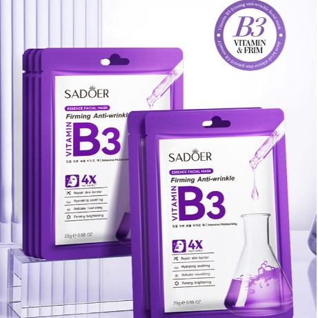 [12 ชิ้น] SADOER Vitamin B3/B5 Facial Mask Moisturizing Repair Hydrating Skin Care Mask