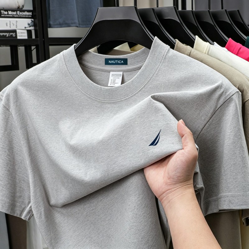 พร้อมสต็อก  แม้ว่า/เสื้อยืดแขนสั้นผู้ชายคลาสสิกพิมพ์แฟชั่นสบายๆผ้าฝ้ายรอบคอหลวมผู้ชายสวมใส่