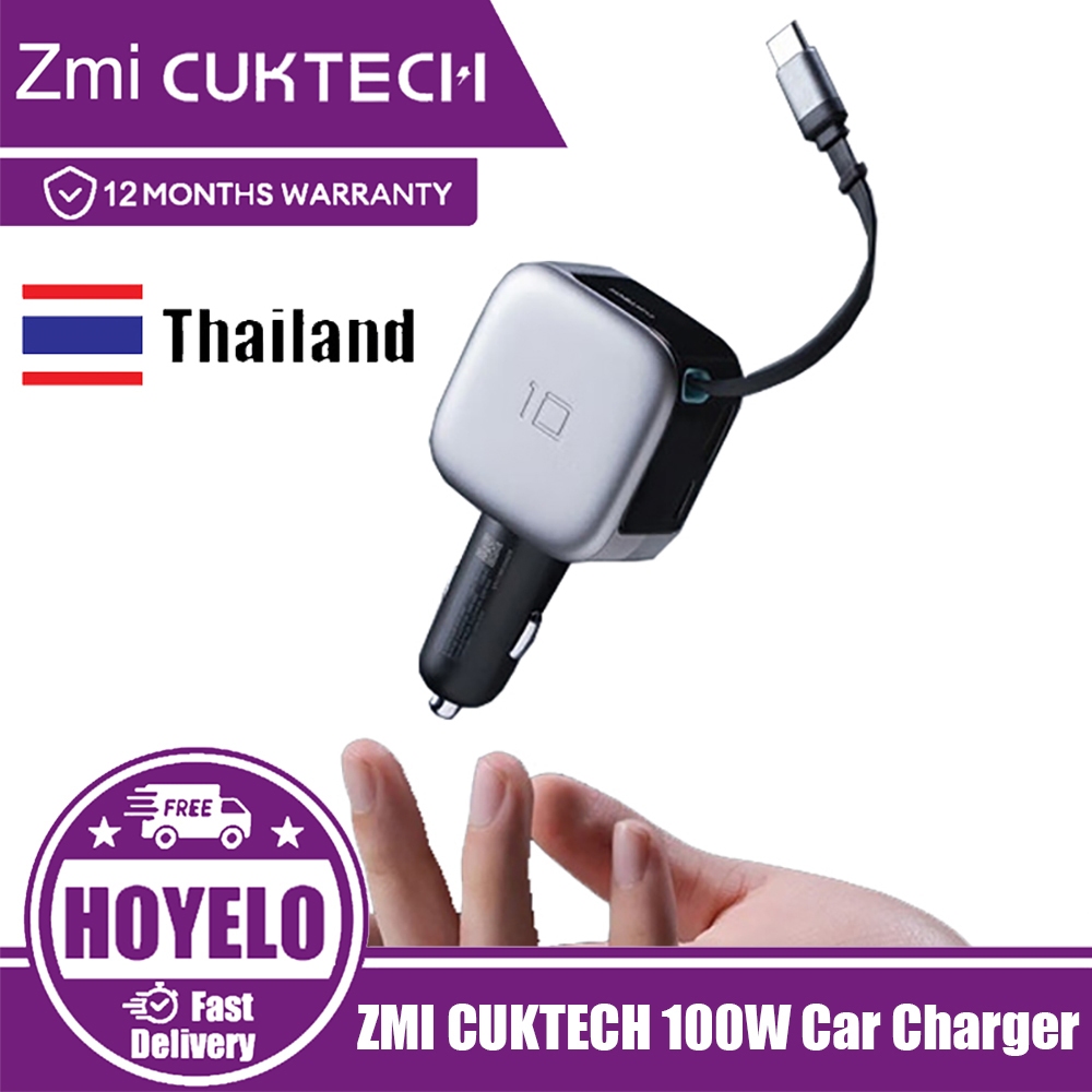 CUKTECH 100W เบอร์ ที่ชาร์จในรถยนต์แบบเร็วสุด 10 ชิ้นพร้อมสายเคเบิลแบบยืดหดได้ 70 ซม