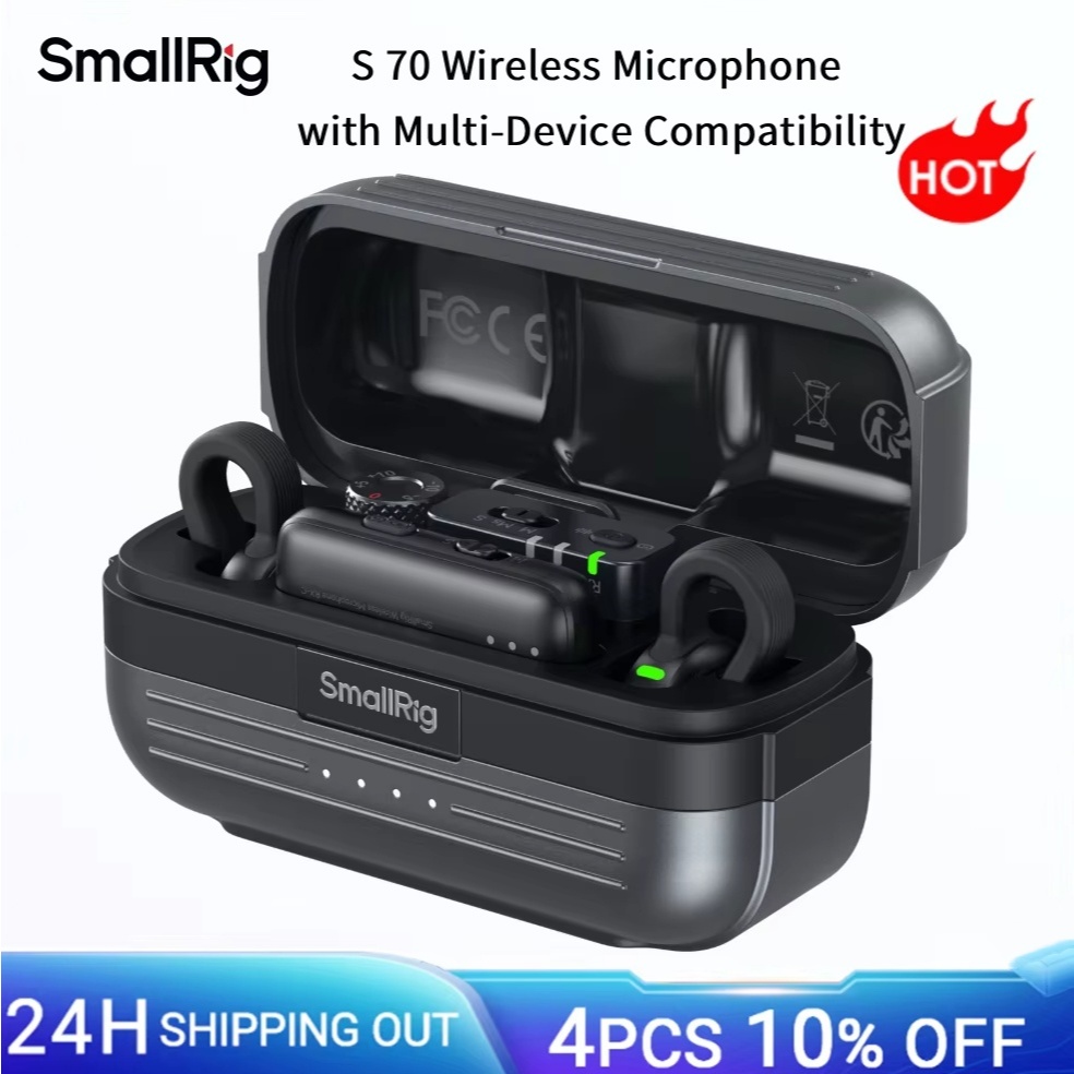 SmallRig S70 ไมโครโฟนไร้สาย, 24-bit/48kHz Sampling 70dB SNR 40-Hour Runtime สําหรับกล้องโทรศัพท์สําห