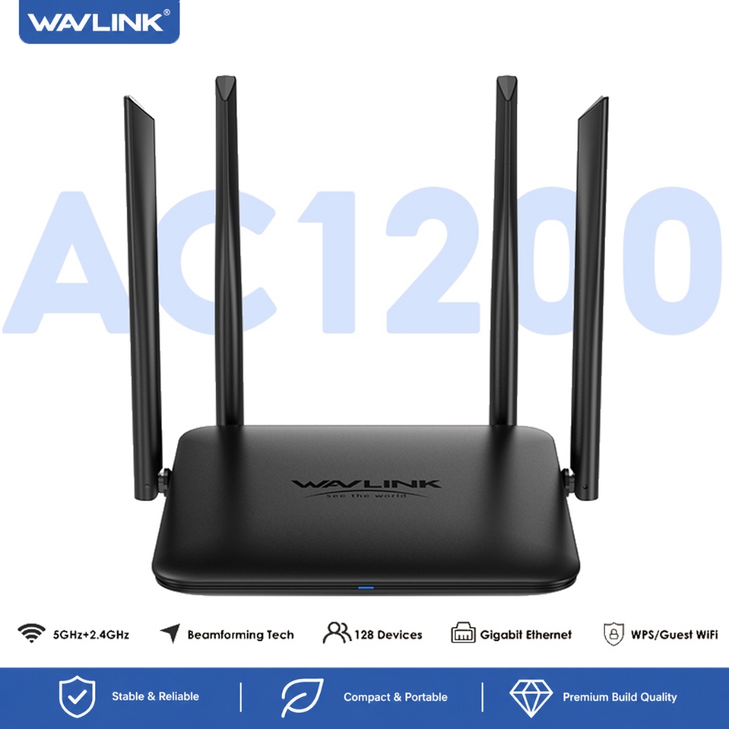 WAVLINK AC1200 เราเตอร์ไร้สาย Dual Band Gigabit พร้อม 1*WAN,2*LAN