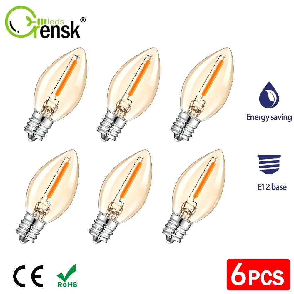C7 หลอดไฟ LED 0.5W ฐาน E12 สีขาวนวล 2200K สําหรับโคมไฟตกแต่ง