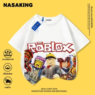 เสื้อยืดแขนสั้นเด็ก NASAผ้าคอตตอน ลายการ์ตูน ROBLOX สไตล์เกาหลี นุ่มสบาย เหมาะสำหรับเด็กอายุ 1-12 ปี