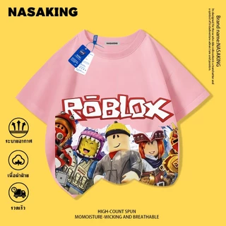 เสื้อยืดแขนสั้นเด็ก NASAผ้าคอตตอน ลายการ์ตูน ROBLOX สไตล์เกาหลี นุ่มสบาย เหมาะสำหรับเด็กอายุ 1-12 ปี