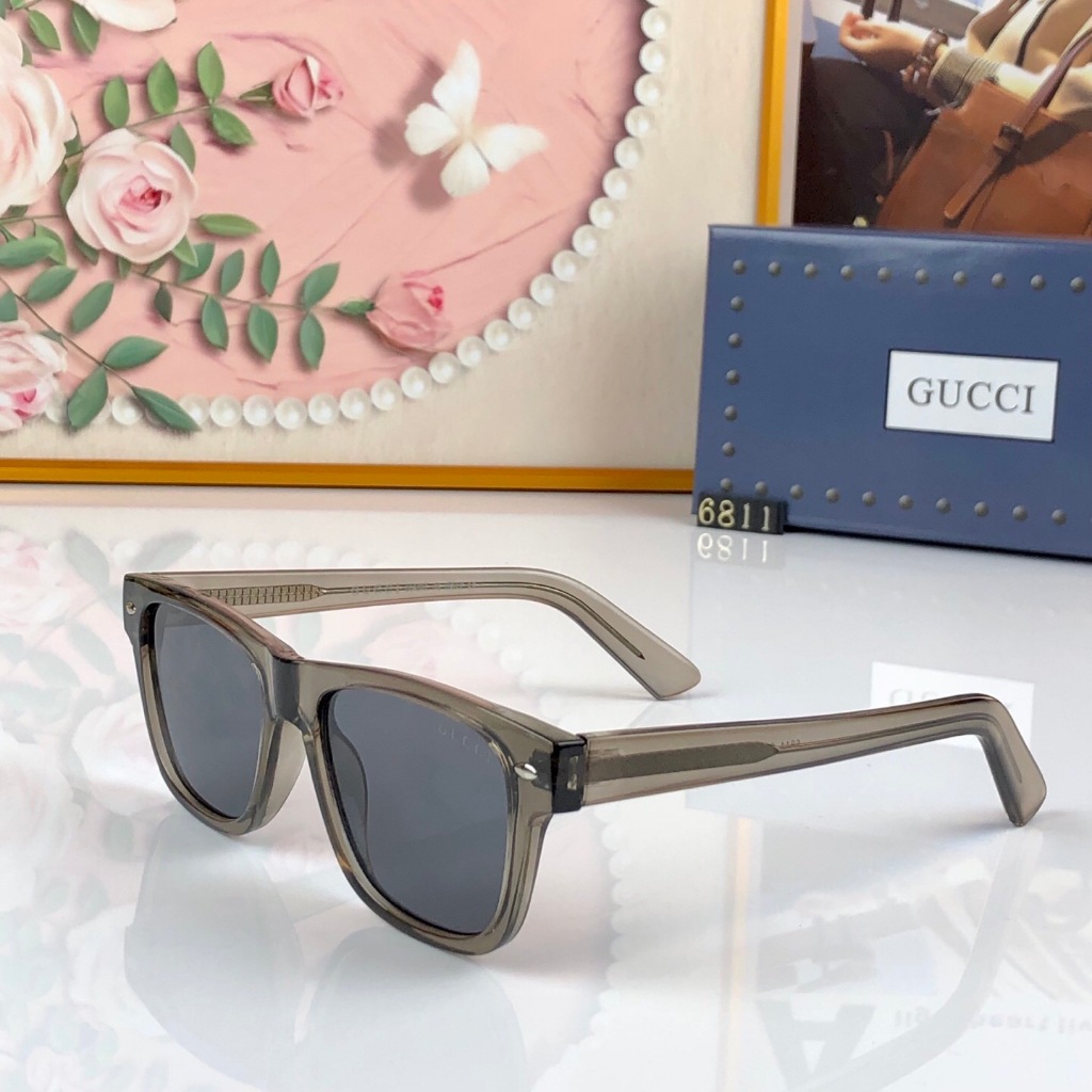 GUCCI แว่นกันแดดผู้ชาย High-End Influencer แฟชั่นข้าวเล็บแว่นตาขับรถ Retro ที่ไม่ซ้ํากันสแควร์แว่นตา
