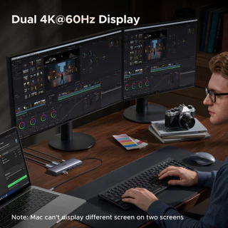 UGREEN HUB 9-in-1 Dual 4K@60Hz Display การถ่ายโอนข้อมูล 5Gbps การเข้ากันได้สากล
