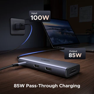 UGREEN HUB 9-in-1 Dual 4K@60Hz Display การถ่ายโอนข้อมูล 5Gbps การเข้ากันได้สากล