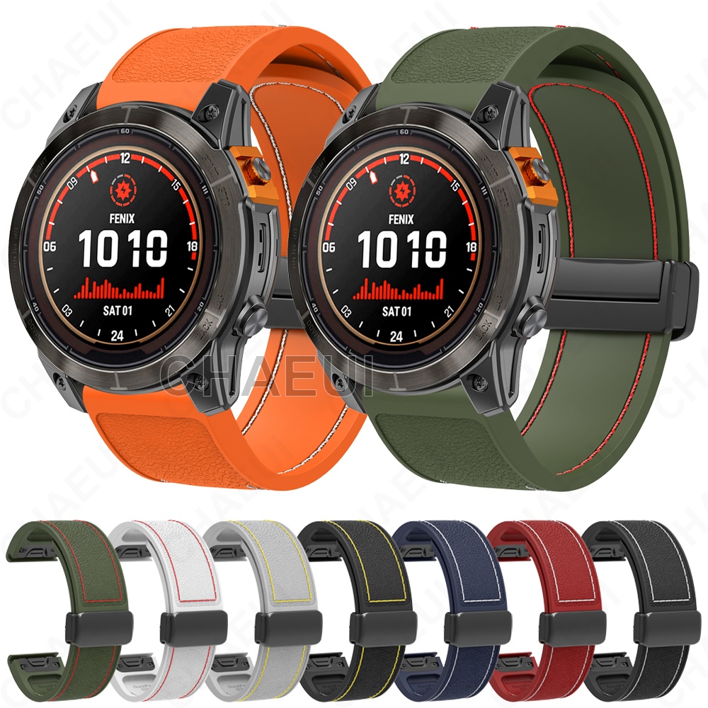 26 มม.สายรัดซิลิโคนหัวเข็มขัดแม่เหล็ก 22 มม.สร้อยข้อมือ Loop Band อุปกรณ์เสริมสําหรับ Garmin Fenix 8 51mm 47mm 43mm / 7X / 6 / Fenix3 hr