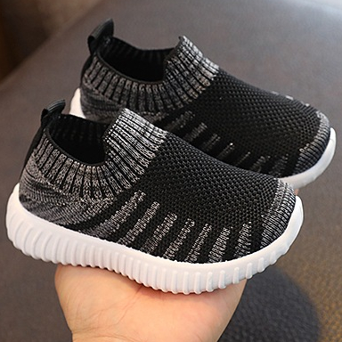 [จัดส่งจากกรุงเทพ] Ready Stock Childrens Flying Knit Slip-On Shoes Lace-Free Breathable Good Soft-Soled Anti-S