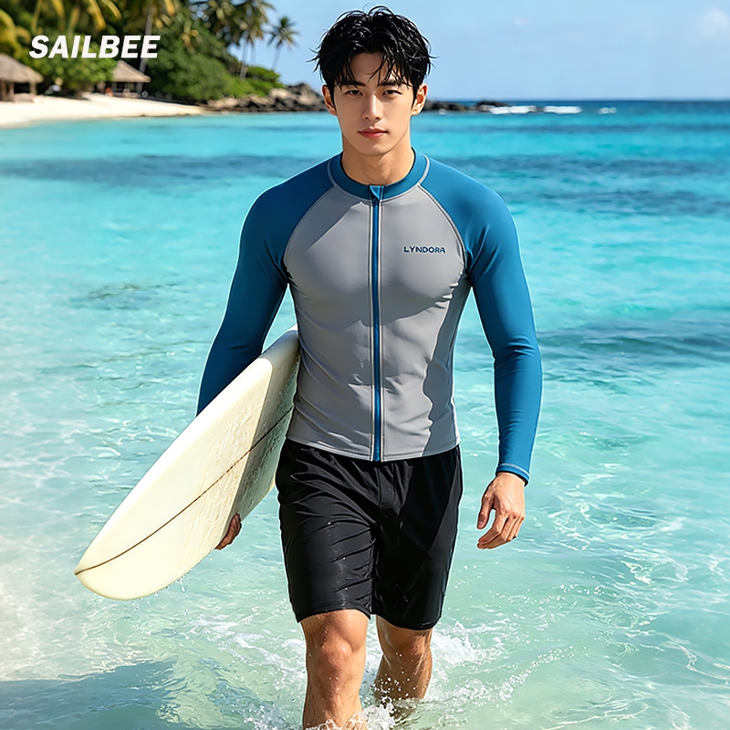 SAILBEE Mens UV Protect Surfing Rash Guard ชุดว่ายน้ําแขนยาว Rashguard Surf เสื้อ