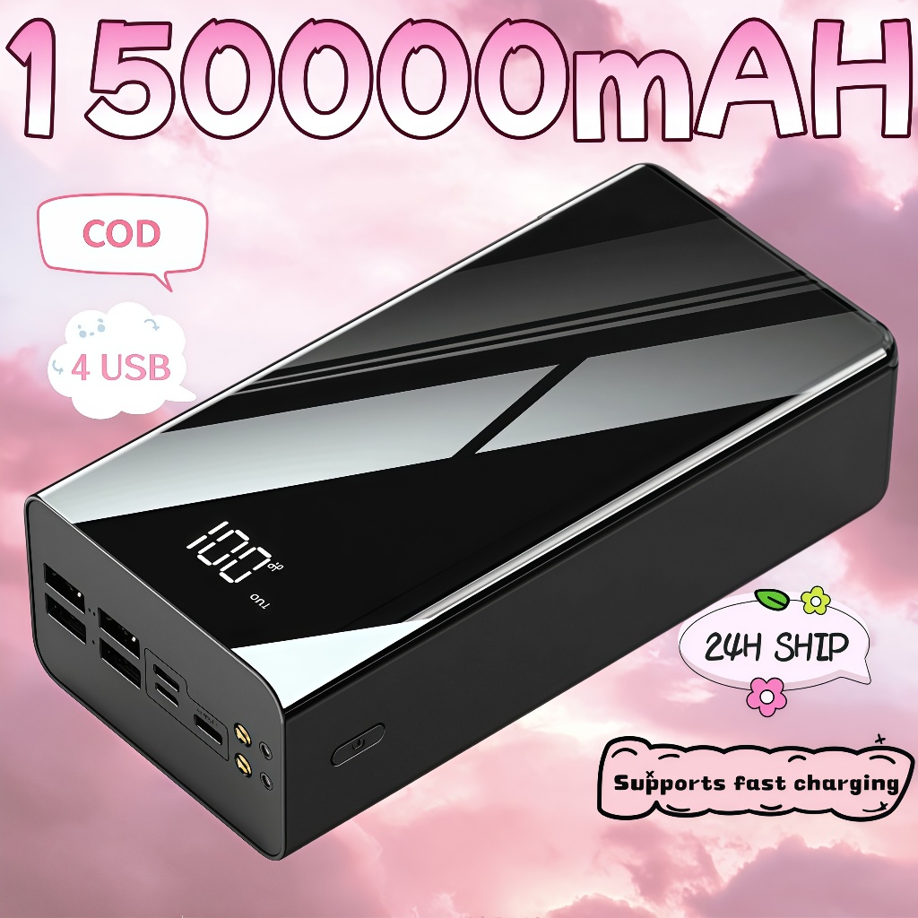 🚀【รับประกัน 5 ปี】🎁SANWEI 150,000mah powerbank 100%ของแท้ ความจุจอแสดงผล ชาร์จเร็ว ไฟ led 3 อินพุต 4 เอาต์พุตแบบพกพา พาวเวอร์แบงค์ สายชาร์จ type c