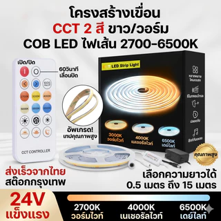💡 [สต็อกไทย] ไฟเส้น LED COB CCT 24V (608 LED/m) ปรับสีได้ 2700K-6500K แสงเนียน ไร้จุดมืด หรี่ไฟได้ ไฟซ่อนฝ้าเกรดพรีเมียม ✨🔥