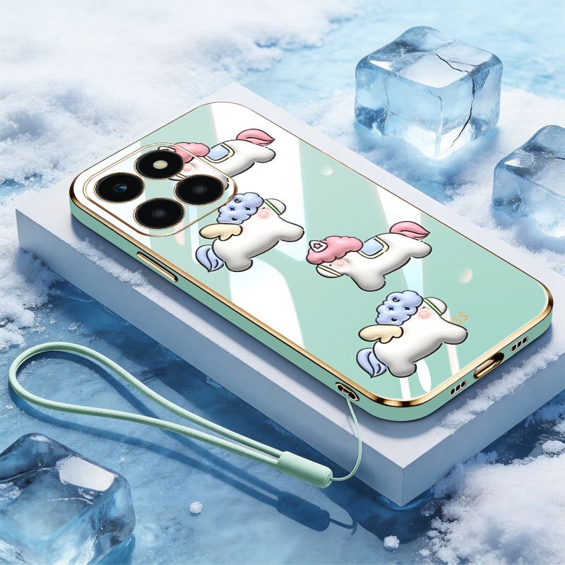 VRQR สําหรับ Huawei Honor X7D X7C Honor 400 200 สมาร์ท 5G 4G ฟรีเชือกน่ารักม้าสีขาวกระต่าย Anti Drop