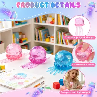 🚀ประเทศไทย🚀NeeDoh Jellyfish Stress Ball เยลลี่ปลาหมึกแมงกะพรุนน้ำตาลลูกบีบของเล่นสำหรับเด็กนักเรียนผู้ใหญ่