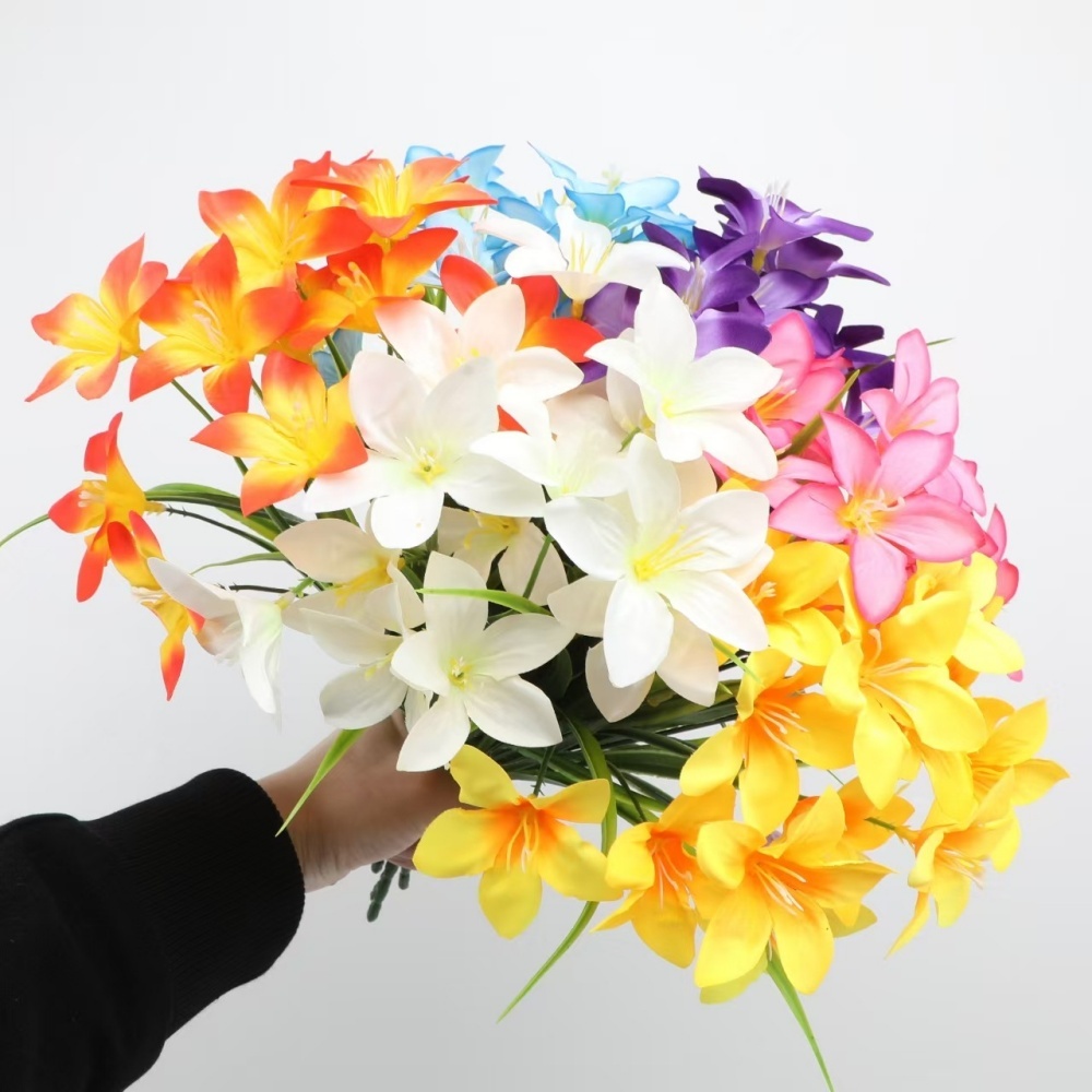 Lily Narcissus ดอกไม้ประดิษฐ์ช่อดอกไม้เครื่องประดับตกแต่งจําลองเจ้าสาวดอกไม้พืชสําหรับตกแต่งบ้านงานแต่งงาน