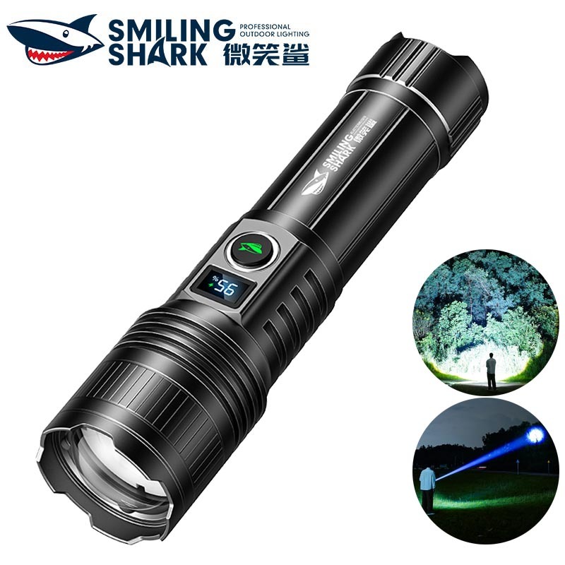 SmilingShark SD5318 ไฟฉาย led M80 10000LM คบเพลิง ซุปเปอร์ไบรท์ ด้วยแสงระยะไกล ซูมได้ 5โหมด ชาร์จใหม่ได้ จอแสดงผลพลังงานดิจิตอล กันน้ำสำหรับการตั้งแคมป์