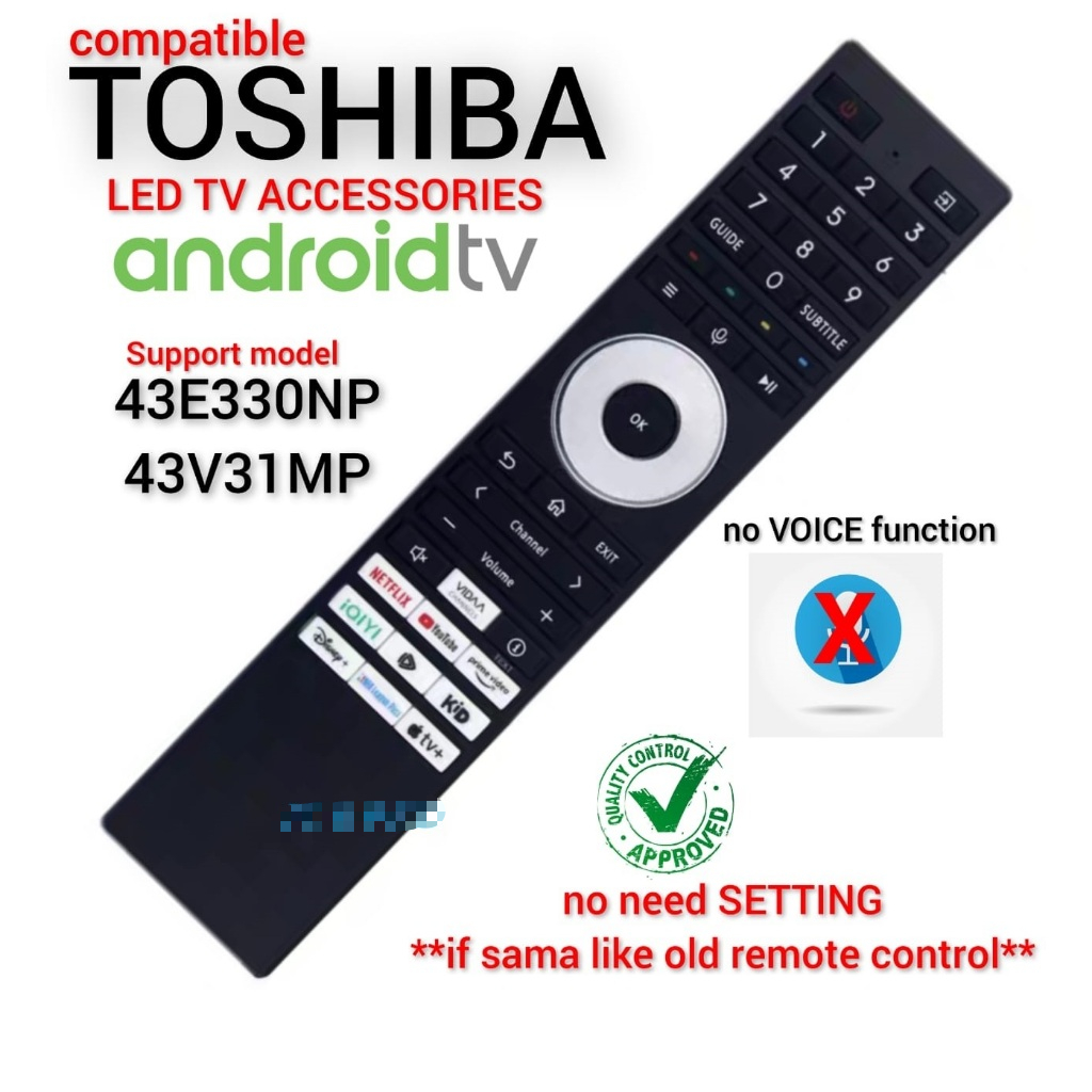 ไม่มีเสียง) โตชิบา รีโมทคอนโทรล Android TV ERF3G98T / 43E330NP /43V31MP