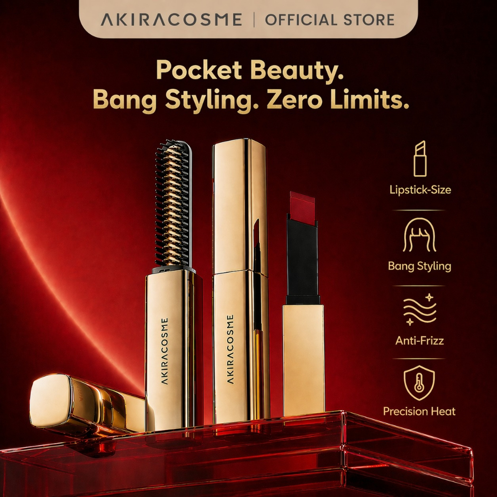 Akiracosme Lipstick หวียืดผมไร้สายขนาดเล็ก, แปรงหวีผมแบบพกพา USB 1200mAh