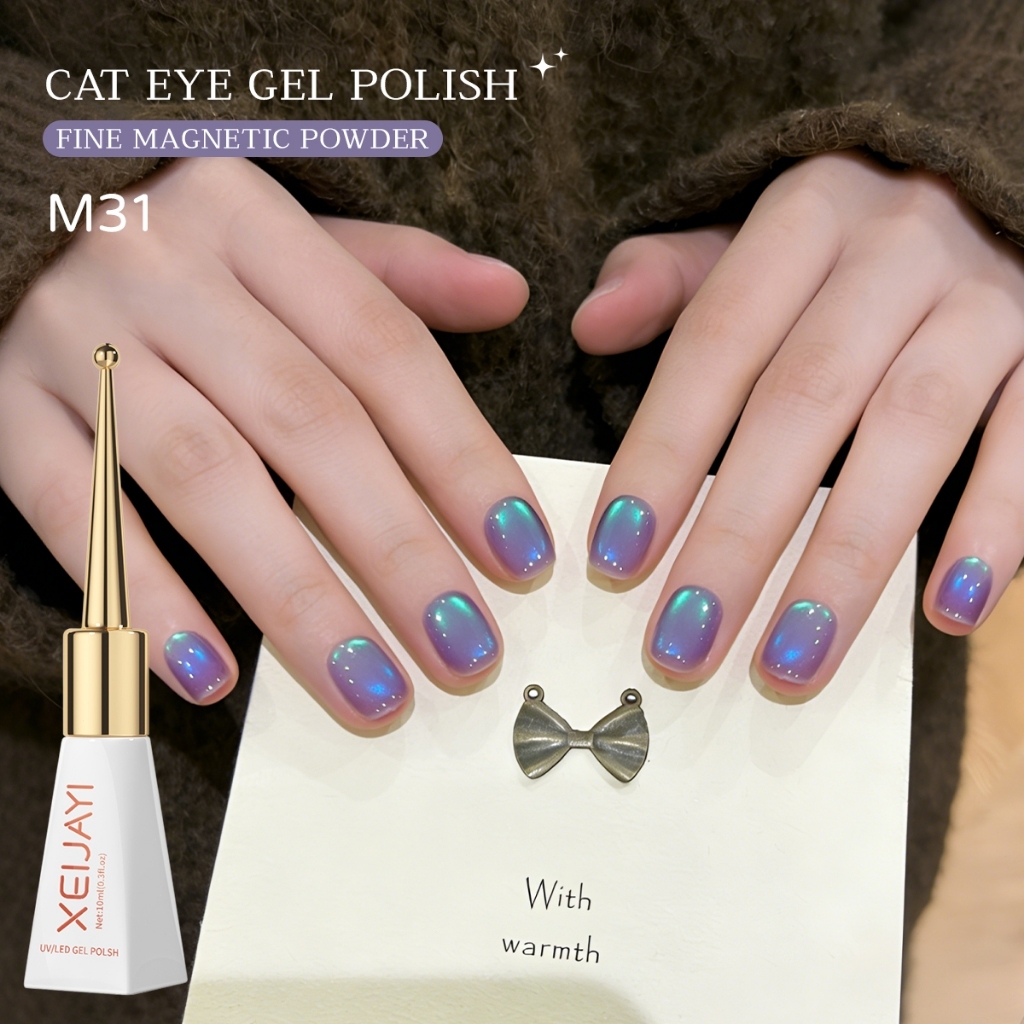 XEIJAYI 10ml-Aurora Purple Blue Cats Eye Gel Nail Polish เหมาะสําหรับครอบครัวและร้านทําผม