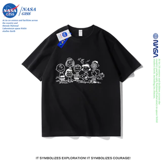 NASA เสื้อยืดชายหญิงแขนสั้น สไตล์ลำลอง summer Peanut Diary พิมพ์ลาย คอตตอน คอกลม หลวมและระบายอากาศ