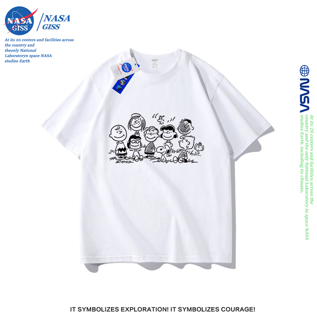 NASA เสื้อยืดชายหญิงแขนสั้น สไตล์ลำลอง summer Peanut Diary พิมพ์ลาย คอตตอน คอกลม หลวมและระบายอากาศ