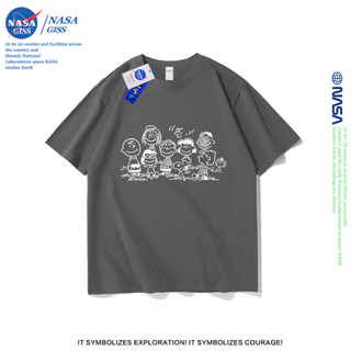 NASA เสื้อยืดชายหญิงแขนสั้น สไตล์ลำลอง summer Peanut Diary พิมพ์ลาย คอตตอน คอกลม หลวมและระบายอากาศ