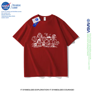 NASA เสื้อยืดชายหญิงแขนสั้น สไตล์ลำลอง summer Peanut Diary พิมพ์ลาย คอตตอน คอกลม หลวมและระบายอากาศ