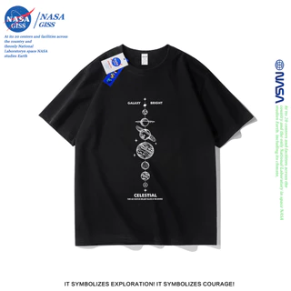 NASA เสื้อยืดชายหญิงแขนสั้น สตรีทฮิปฮอป summer ห่วงโซ่ดาวสวรรค์ พิมพ์ลาย คอตตอน t-shirt คอกลม หลวมและระบายอากาศ