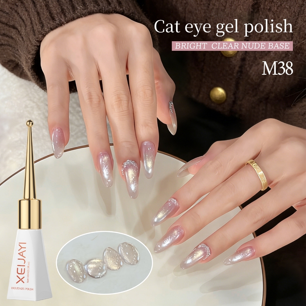 XEIJAYI 10ml - Dreamy Purple Cat Eye Gel Nail Polish, เหมาะสำหรับร้านทำเล็บและใช้เองที่บ้าน